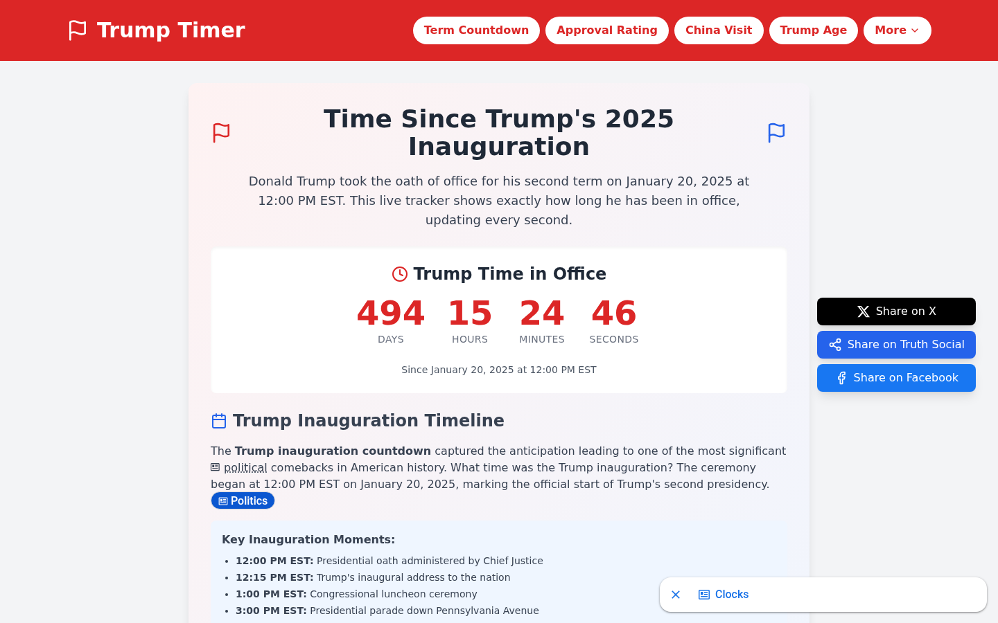 Trump Timer homepage
